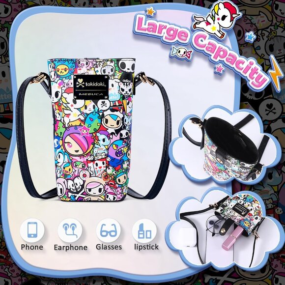 Leather Crossbody Bag Women's Adjustable Phone Pouch Shoulder Purse Multicolor - Picture 5 of 8